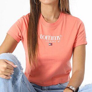 NWT Tommy Jeans Baby Crop Top Essential Coral XS